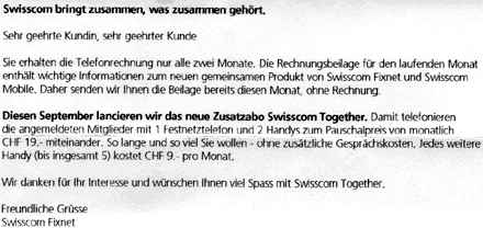 Swi$$schrott Wichsnet mit wichtigsten Informationen... Brief vom September 2006