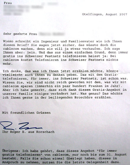 Cablecom-Werbung, Sommer 2007: ojemine...