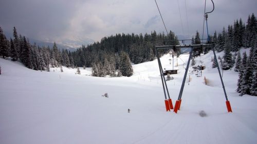 Oben meistens Schneefall, Sicht weiter unten halbwegs OK, ganz selten sogar etwas Sonne...
