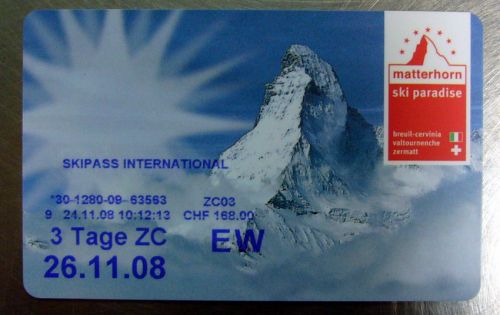 Der Skipass dieser der wunderbaren Skitage - Cervinia sei dank, die italienische Seite ist halt schon 90% des Spasses im Gebiet Klein Matterhorn...
