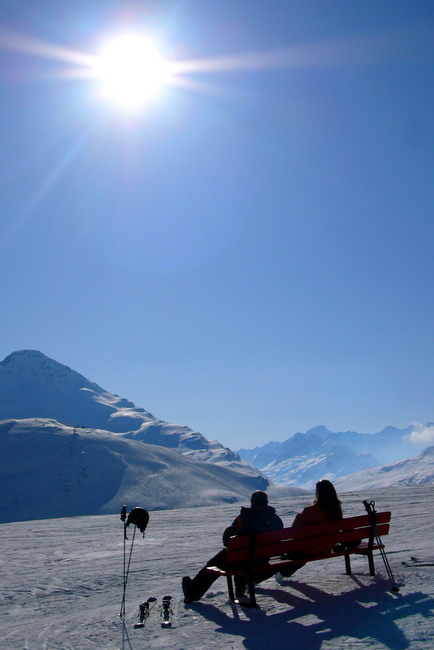 Noch etwas die Sonne geniessen nach Liftschluss
