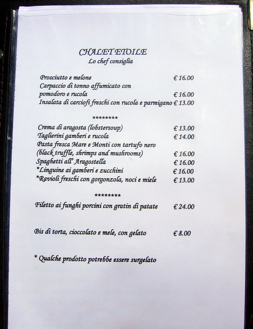 Chalet Etoile, DIE Beiz... und das ist nur ein kleiner Teil der Speisekarte!
