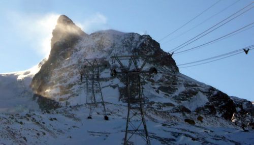 Leider sehr viel Wind heute - Klein Matterhorn den ganzen Tag zu
