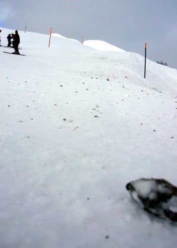 Wo der Wind arbeitet... zahlreiche Stellen im ganzen Gebiet (hier Lauberhorn) sind arg "gekiest", mühsam!
