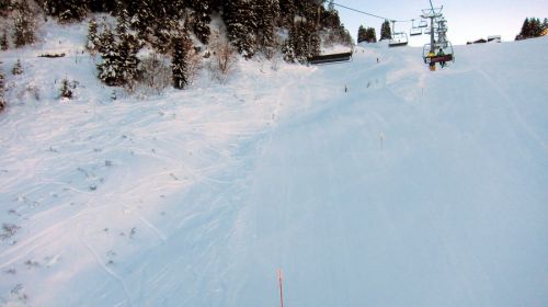 Die Talabfahrt ist schon breit wie selten im Dezember
