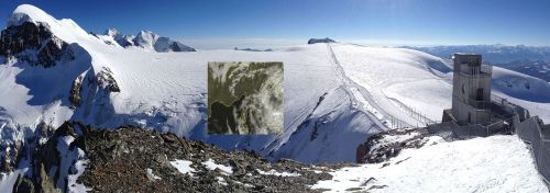 Pano Klein Matterhorn mit dem aktuellen Sat-Bild... die im Hintergrund sichtbaren Wolken sind bereits über dem Meer!
