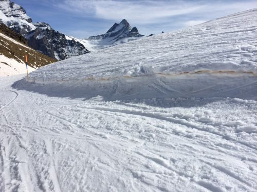 Die Saharschnee-Schicht vom Februar ist schön sichtbar
