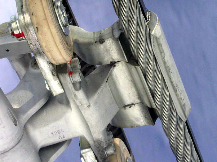 Close-Up-Studie der Seilklemme
