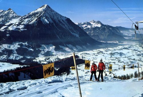 Postkarte vom Allmispitz aus den 1970ern (mit Holzgehängen!)

