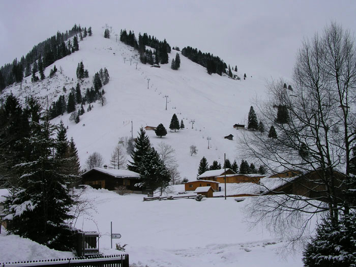 Blick auf die neue Sesselbahn und die schönsten Skihänge der [url=http://www.skilifte-grimmialp.ch/]Grimmialp[/url] (alle Fotos: Februar 2006)
