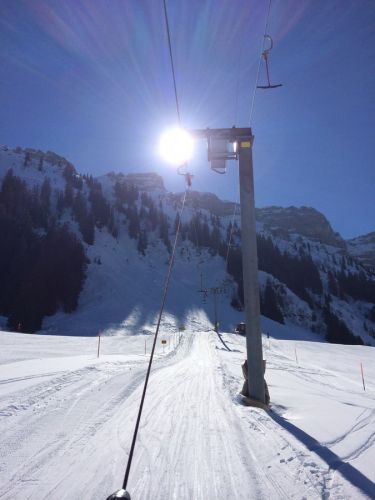 Im 1986 verlängerten Teil des Skiliftes Obersohl
