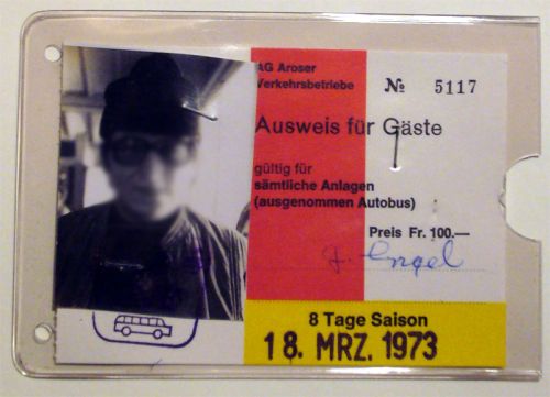 8-Tageskarte Bergbahnen Arosa, März 1973 (Archiv Fam. Engel)
