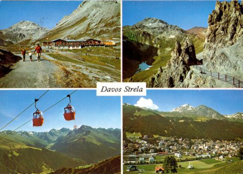 Postkarte Davos-Strela, gestempelt 1983 (Farbfoto Stefan Reiss, Davos, Nr. 605)
