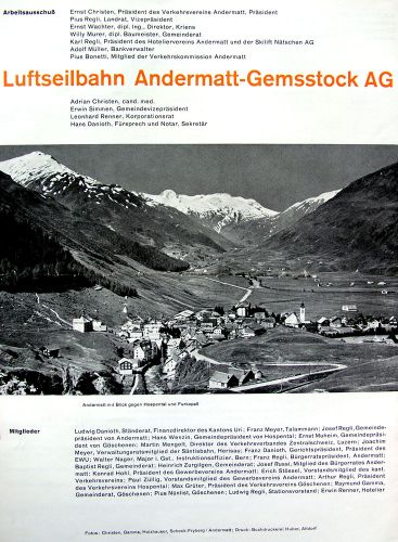 Gründungsprospekt (Emissionsprospekt) der Luftseilbahn Andermatt-Gemsstock AG, Andermatt, ca. 1959, letzte Seite
