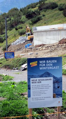Bau der 6er-Sesselbahn Wixi, Stand 26.8.2012
