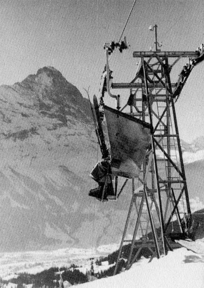 Von-Roll-Sesselbahn Grindelwald-First, ca. 1950er-Jahre (Gedenkschrift "Firstbahn - die ersten 25 Jahre", Albert Boss, 1992)
