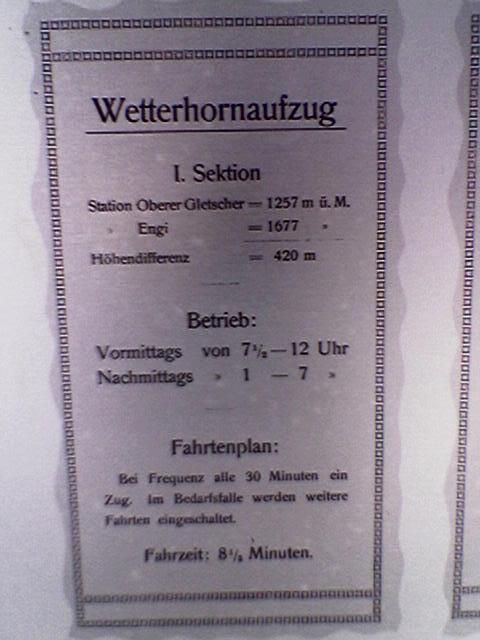 Infotafel Wetterhornaufzug
