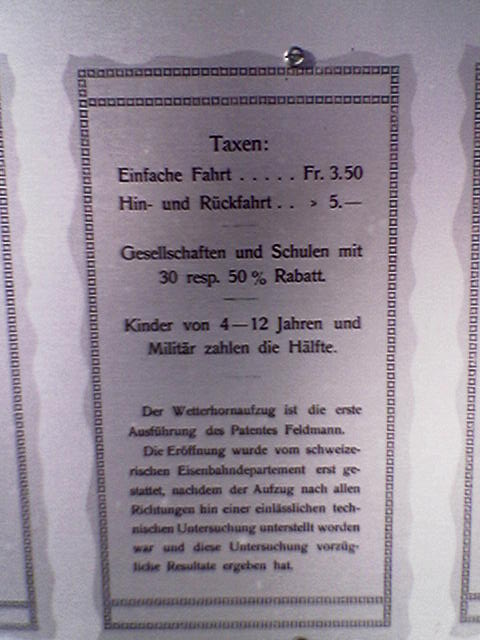 Infotafel Wetterhornaufzug
