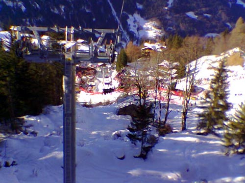 Leitner-Sesselbahn Innerwengen, Januar 2006, während des Lauberhorn-Slaloms
