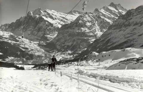 Männlichen-Skilift, vermutlich 1960er-Jahre (Postkarte, Archiv Jakob Schuler)
