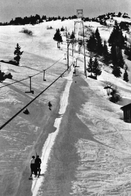 Skilift Schiltgrat, System Constam mit Holzmasten, undatiert (Geschäftsbericht Schilthornbahn 2001, S. 7)
