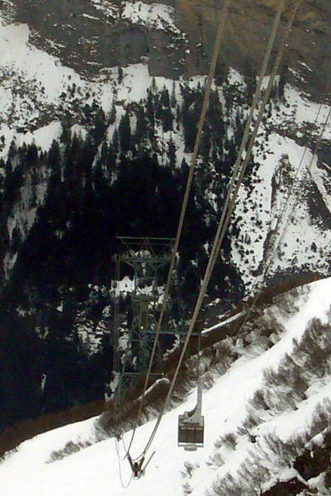 In der Gondelbahn Mürren-Birg, 3. März 2010
