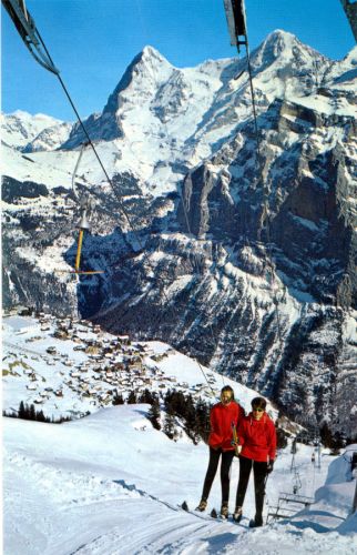 Skilift Schiltgrat (Postkarte E. Gyger, Adelboden, Nr. 35983), ca. 1960er-Jahre
