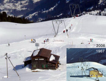 Vergleich 1967 und 2006: Bergstation Tschuggenlift
