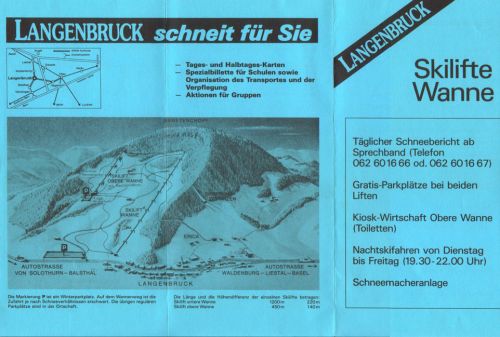 Prospekt der Skilifte Wanne, ca. 1988
