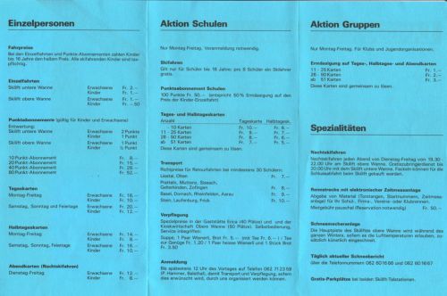 Prospekt der Skilifte Wanne, ca. 1988
