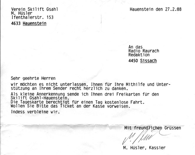 Reaktion des Skiliftes Gsal auf die Sendung
