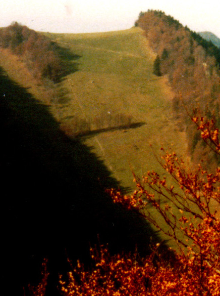 Detailaufnahme Skilift Vogelberg (Müller), Oktober 1983 - wer gut schaut, findet eine Portalstütze und die Bergstation
