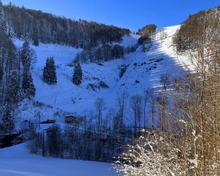 Talstation, Trasse und Pisten Ex-Skilift Vogelberg, 12. Januar 2024
