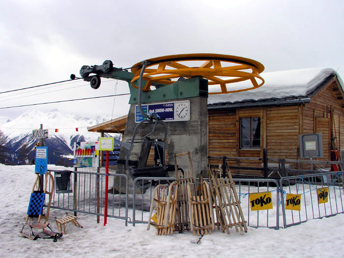 Bergstation Sessellift Prui, März 2004
