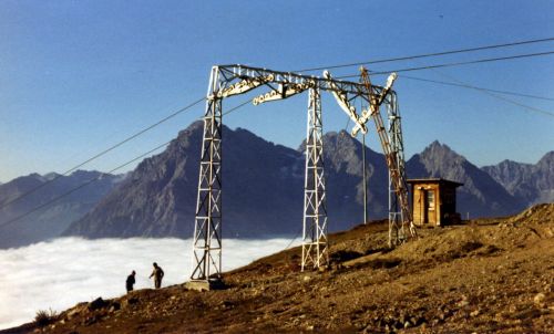 Bergstation Skilift Naluns-Schlivera, Herbstaufnahme frühe 1970er-Jahre (Archiv WSO Oetwil / Nachlass W. Städeli)
