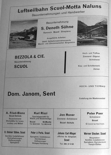 Inserate zur neuen Gondelbahn in der "[url=http://www.terragrischuna.ch]Terra Grischuna[/url]" Februar 1956 (15. Jg., Nr. 1)
