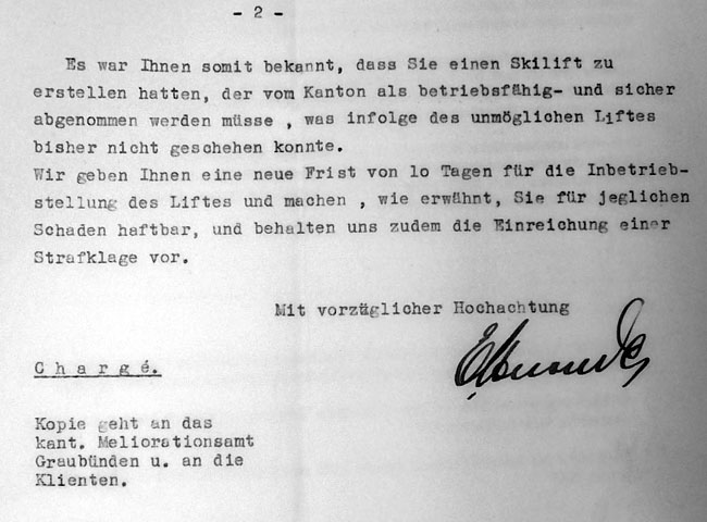 Seite 2: Der Lift wird als "unmöglich" bezeichnet - und es wird mit einer Strafklage gedroht...

