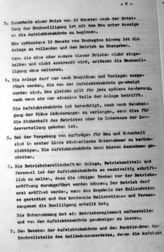 Seite 2 der Bewilligung mit den üblichen Auflagen
