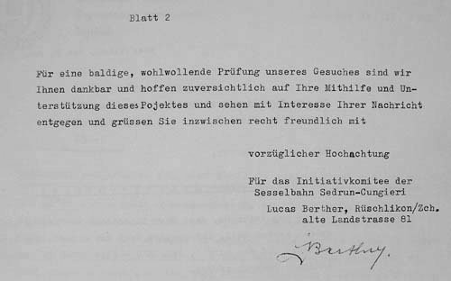 Brief von Lucas Berther vom 25.6.1955 zum Bau des Sesselliftes Cungieri ([url=http://www.jacomet.ch/themen/skilift/album/thumbnails.php?album=5]mehr Dokumente zu Cungieri hier[/url])

