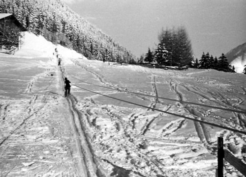 Skilift ("Rope Tow") in Niriel, Ende 1940er-Jahre
