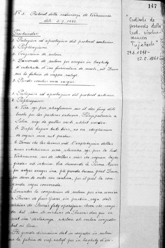 Gemeindeversammlungs-Protokoll vom 3.7.1955, erste offizielle Behandlung der Sesselbahn Cungieri
