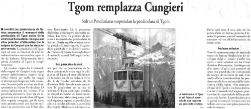 Tgom ersetzt Cungieri: Bericht in der "Quotidiana" vom 1. März 2006
