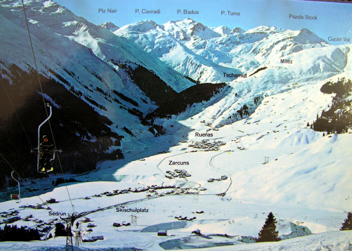 Postkarte, späte 1960er oder frühe 1970er-Jahre (Archiv Bergbahnen Sedrun; in Archiven gibt es diese Postkarte mit Stempel von 1971)
