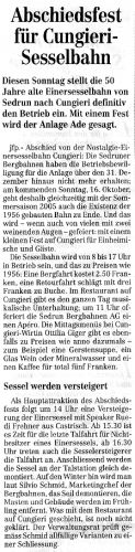 Artikel in der "Südostschweiz" vom 14.10.2005
