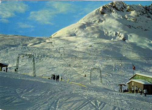 Postkarte "Tavetsch, Skilift Milez-Cuolm Val" (Jules Geiger, Flims-Waldhaus, C 2936), Aufnahme Mitte 1960er-Jahre, gestempelt 3.1.1967
