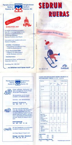Gäste-Info Saison 1992/93
