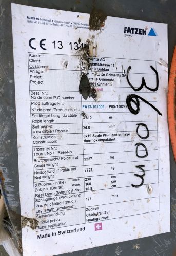 Angaben zum Zugseil, 20. Oktober 2018
