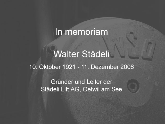 Mit Walter Städeli ist einer der grossen Schweizer Seilbahnbauer "aus den Anfängen" am 11. Dezember 2006 verstorben. Meine erste Fahrt auf der neuen Sedruner Sesselbahn widme ich einem der Helden meiner Kindheit - dem Chef der Firma, die mein Interesse für Skilifte geweckt und die ersten Anlagen im Gebiet Dieni-Milez gebaut hat.
