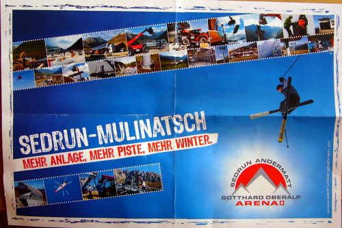 Plakat aus dem Restaurant Milez zur Sesselbahn, mit Baufotos
