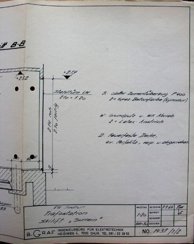 Plan "Trafostation Skilift Surrein", EW Sedrun, 7.7.1966
